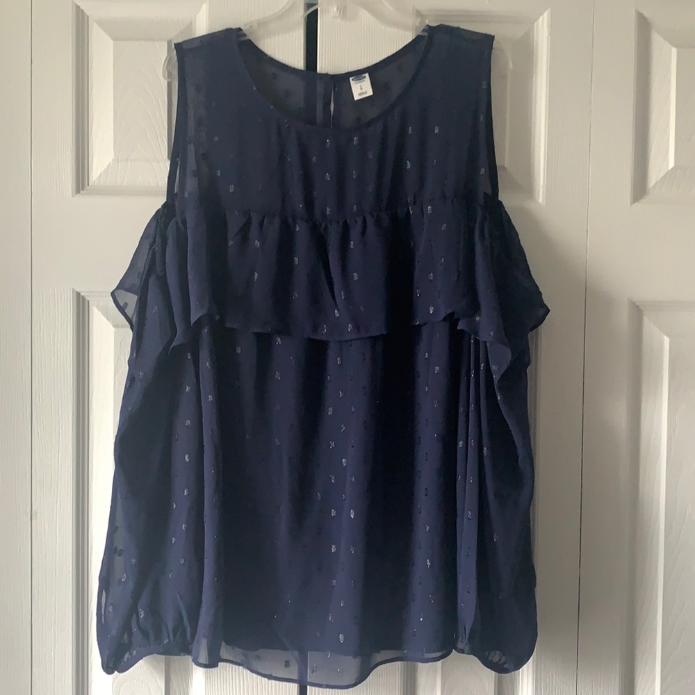 Women’s Navy Cold Shoulder Long Sleeve Blouse